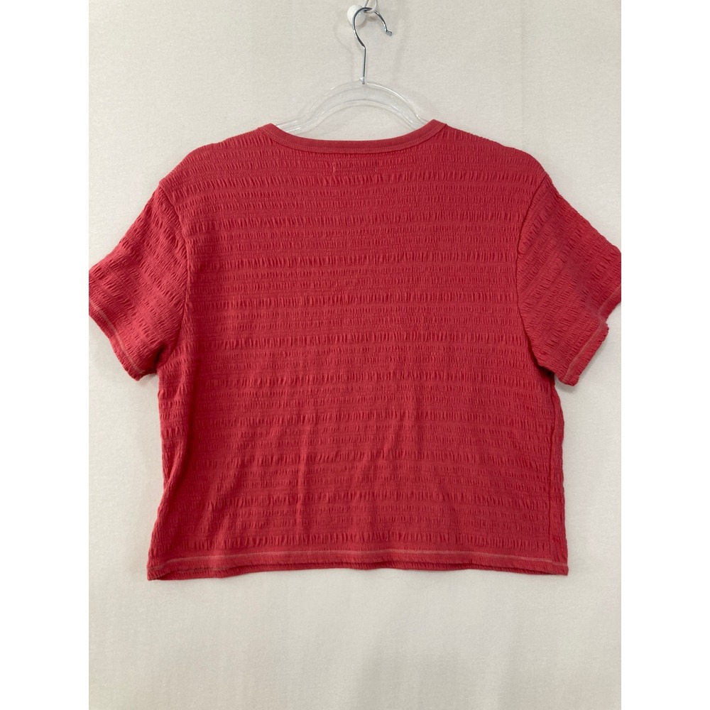 New American Eagle Smocked Crop Top Large Short Sleeve Textured Vacation - Picture 9 of 10